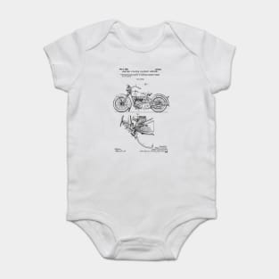 Motorcycle Patent Black Baby Bodysuit